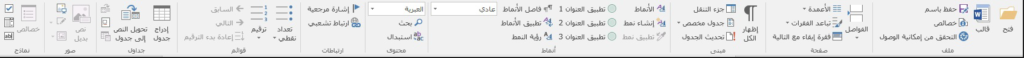 Screen capture of Arabic Berman Accessibility Ribbon in Microsoft Word for Windows 2016