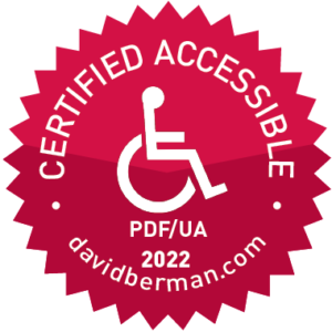 Badge declaring "Certified Accessible PDF/UA 2022 davidberman.com"